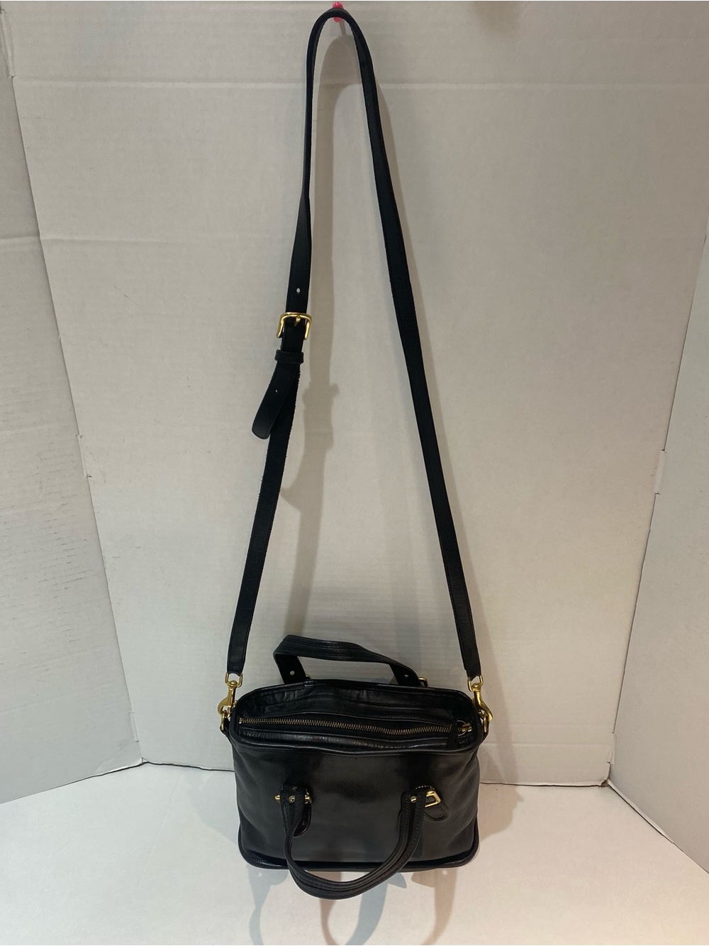 COACH 9063 Black Zip Closure Tote Shoulder Handbag Leather Vintage - Picture 7 of 15